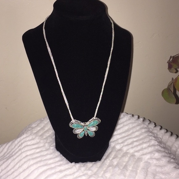 Turquoise, Mother-of-Pearl & Marcasite Butterfly - Picture 2 of 4